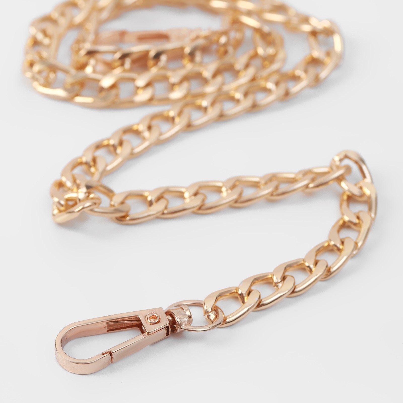 Цепочка для сумки, плоская, с карабинами, алюминиевая, 9 × 14 мм