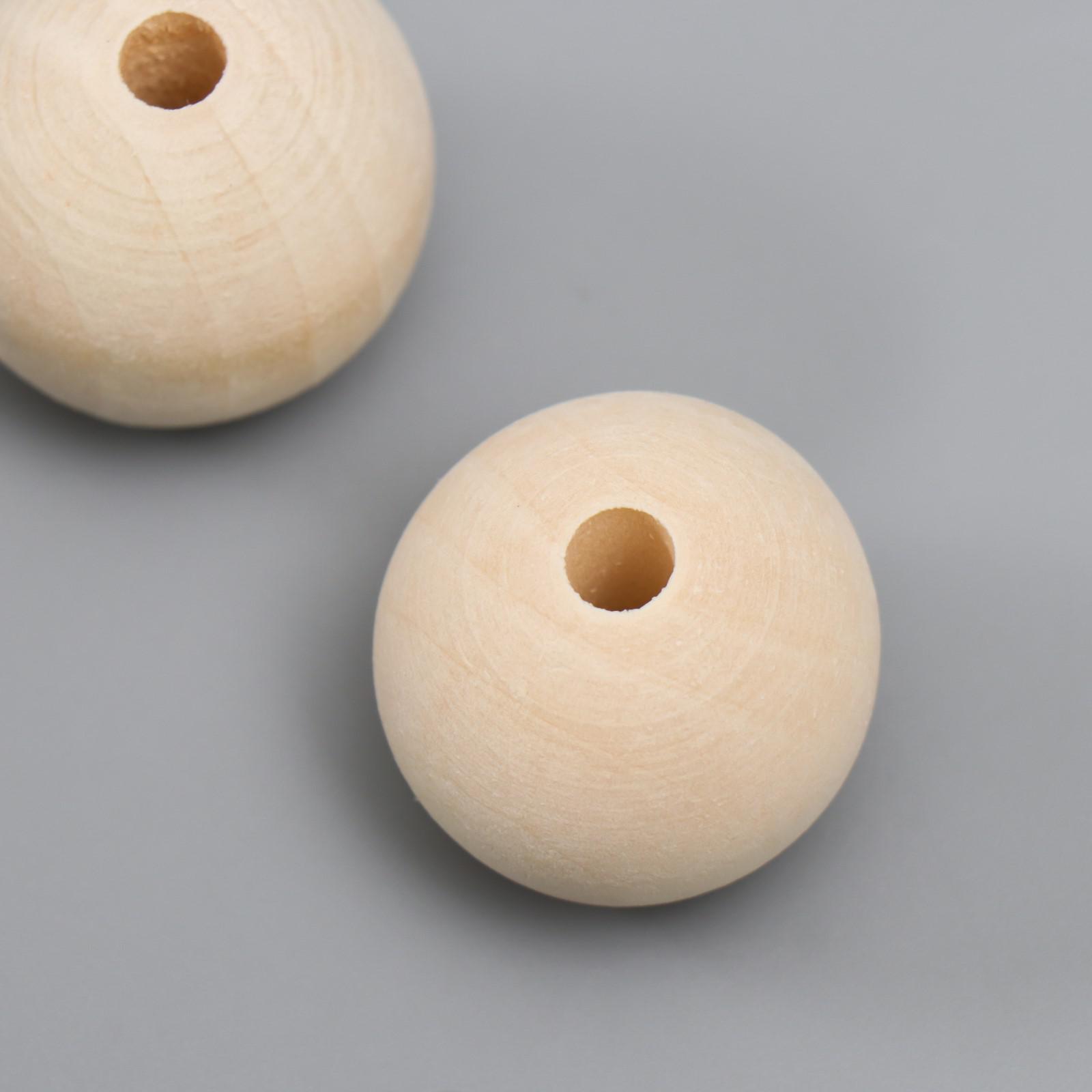 Бусины деревянные d=30 мм без покрытия