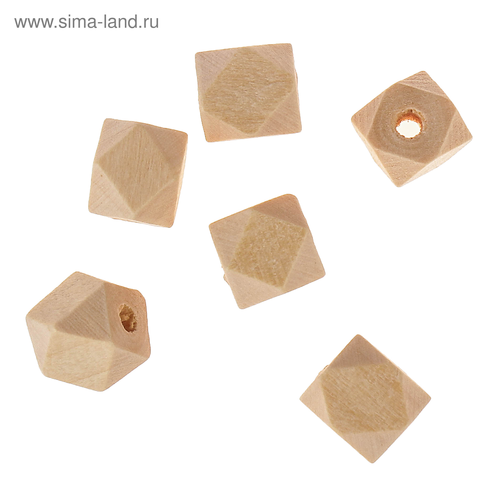 Бусины деревянные многогранники 10х10 мм