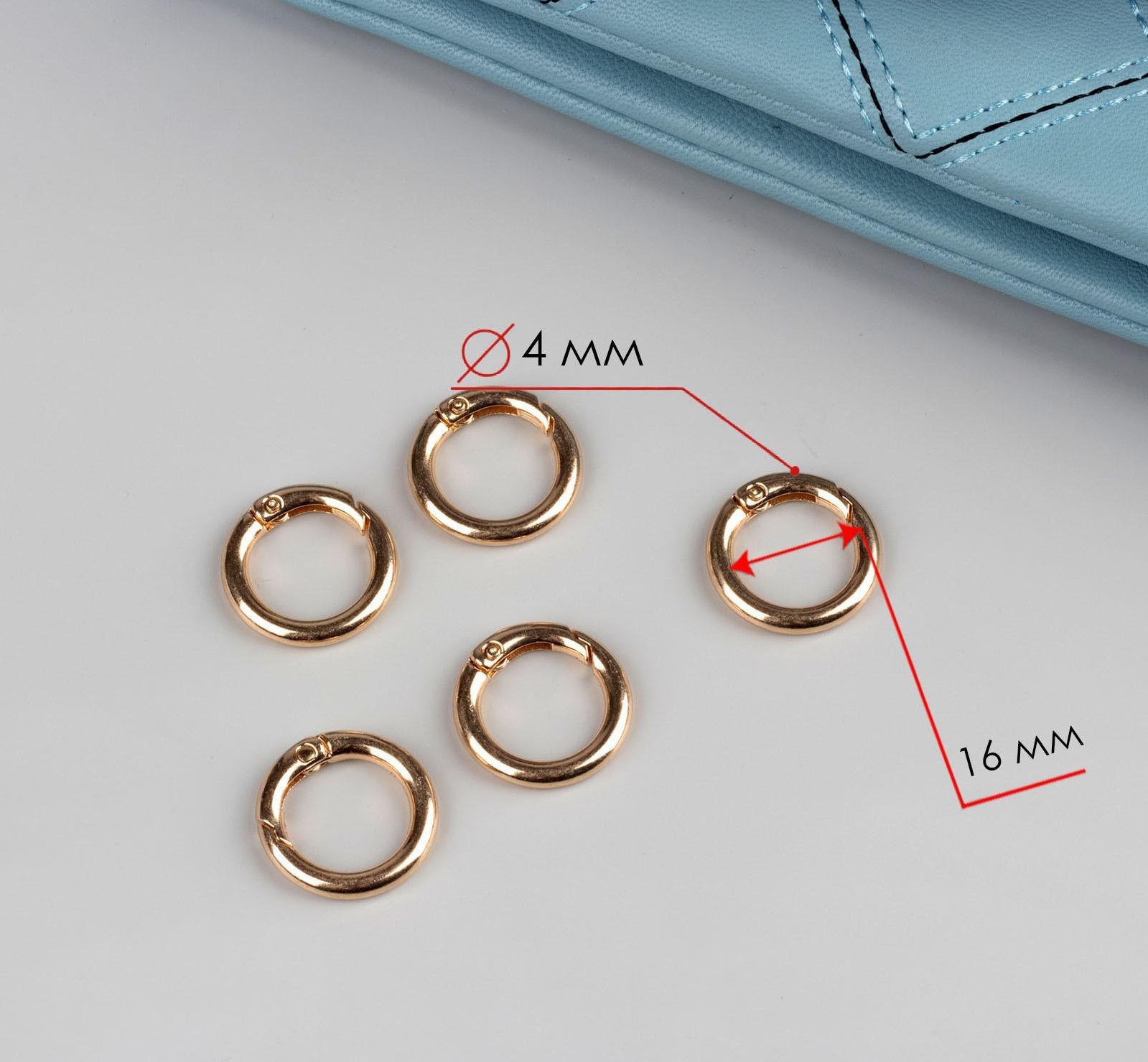 Кольцо-карабин, d = 16/24 мм, толщина - 4 мм, цвет золотой