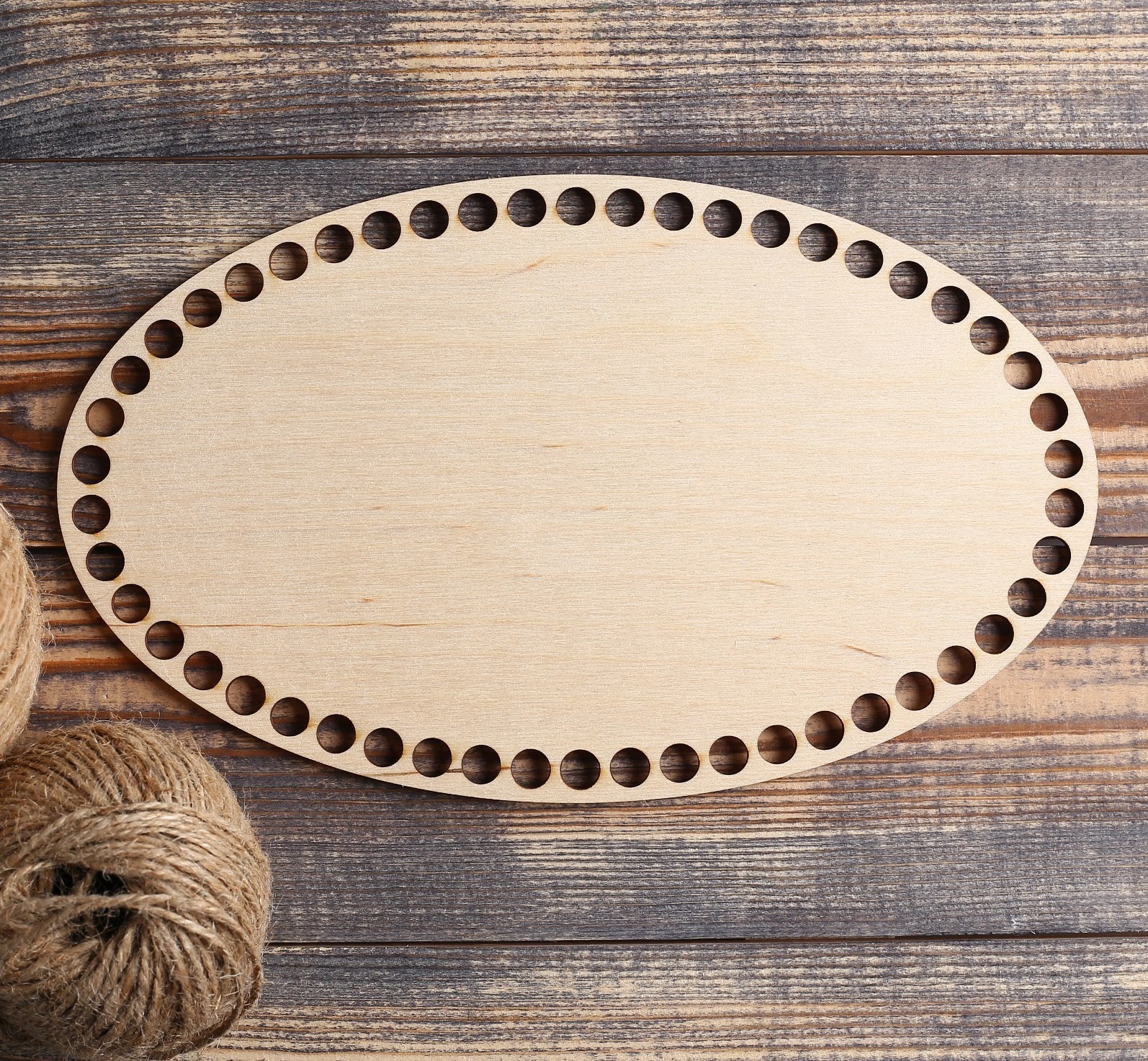 4815358 Заготовка для вязания "Овал с параллельными сторонами", донышко фанера 3 мм