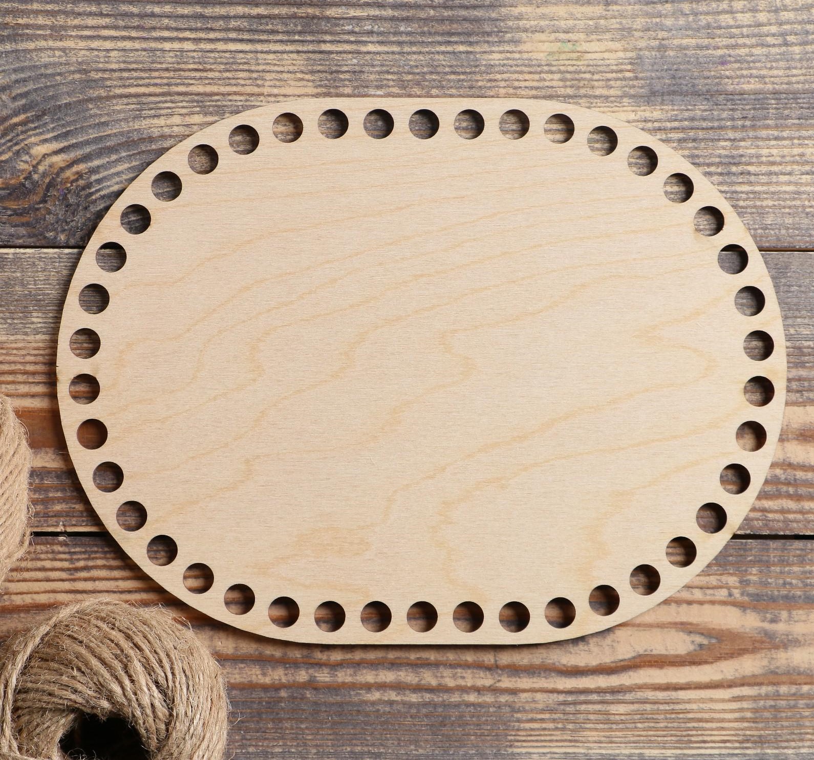 4882482 Заготовка для вязания "Овал с параллельными сторонами", донышко фанера 3 мм