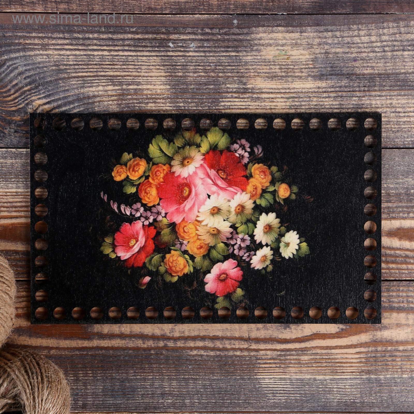 Заготовка для вязания "Прямоугольник Жостовская роспись", донышко, размер 25×15 см