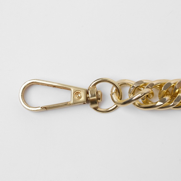 Цепочка для сумки, с карабинами, металлическая, плоская, плотное плетение, 15 × 10 мм, 60 см