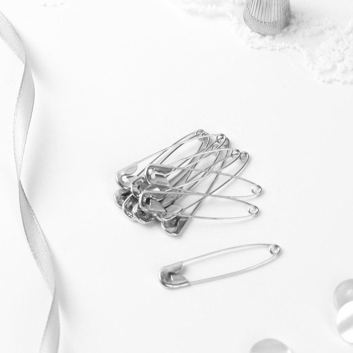 Булавка английская,44/ 45/57/28 мм, 10 шт, серебро, золото