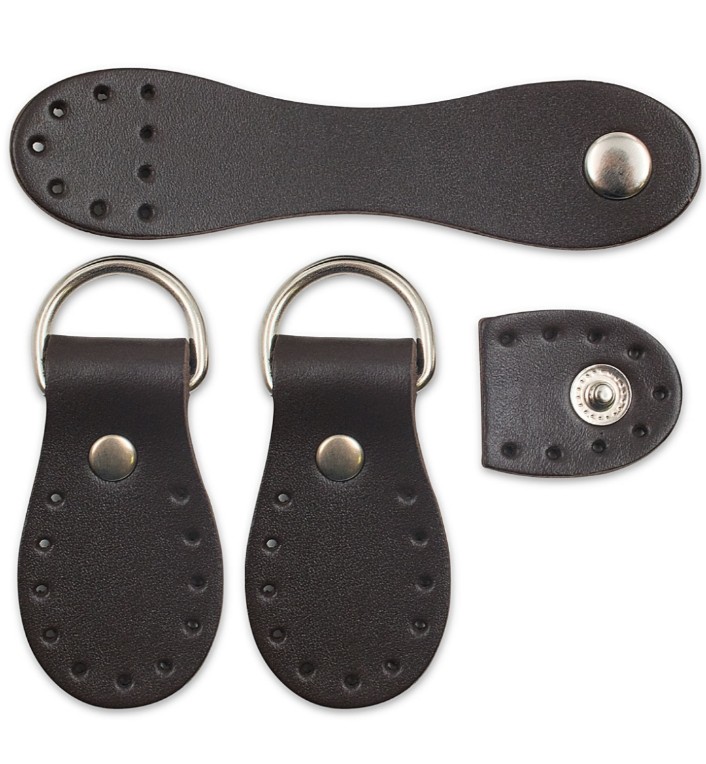 82 тёмно коричневый Набор для сумки Застежка 2,5*10,1см-1шт., петельки 3*5,5см-2шт, 2*10,1см-1шт., петельки 2*5,4см-2ш 100% кожа