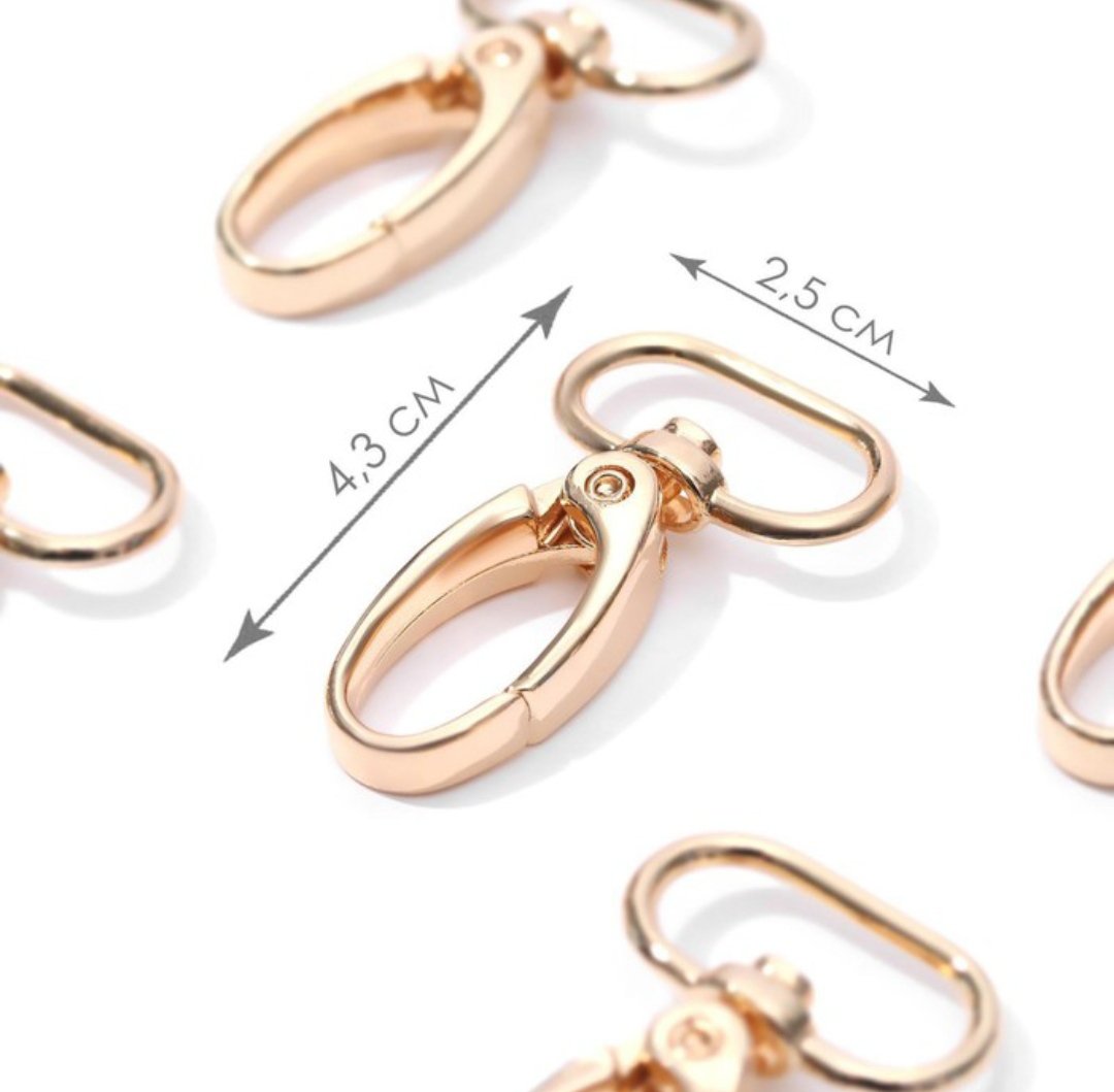 Карабин металл 43х25мм (внутр. 15мм) цв. золото