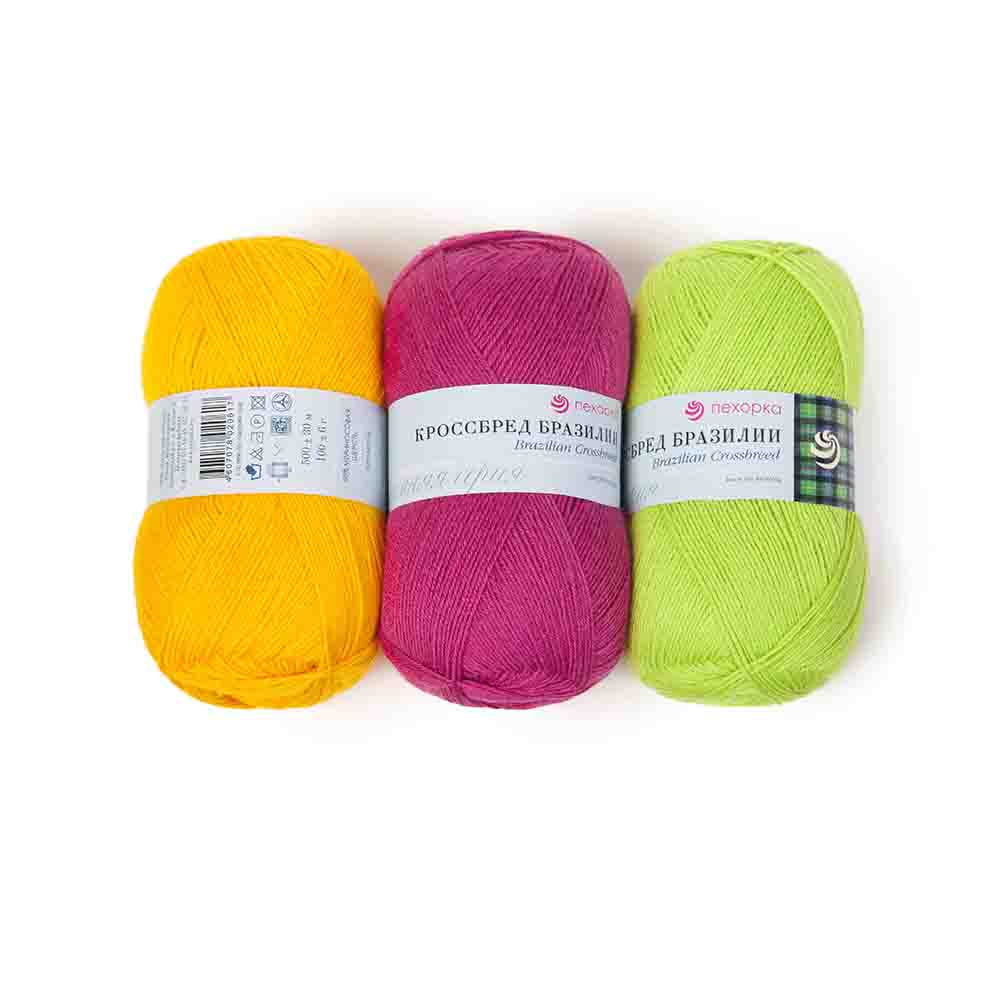 ПРЯЖА ДЛЯ ВЯЗАНИЯ ПЕХОРКА "Кроссбред Бразилии"