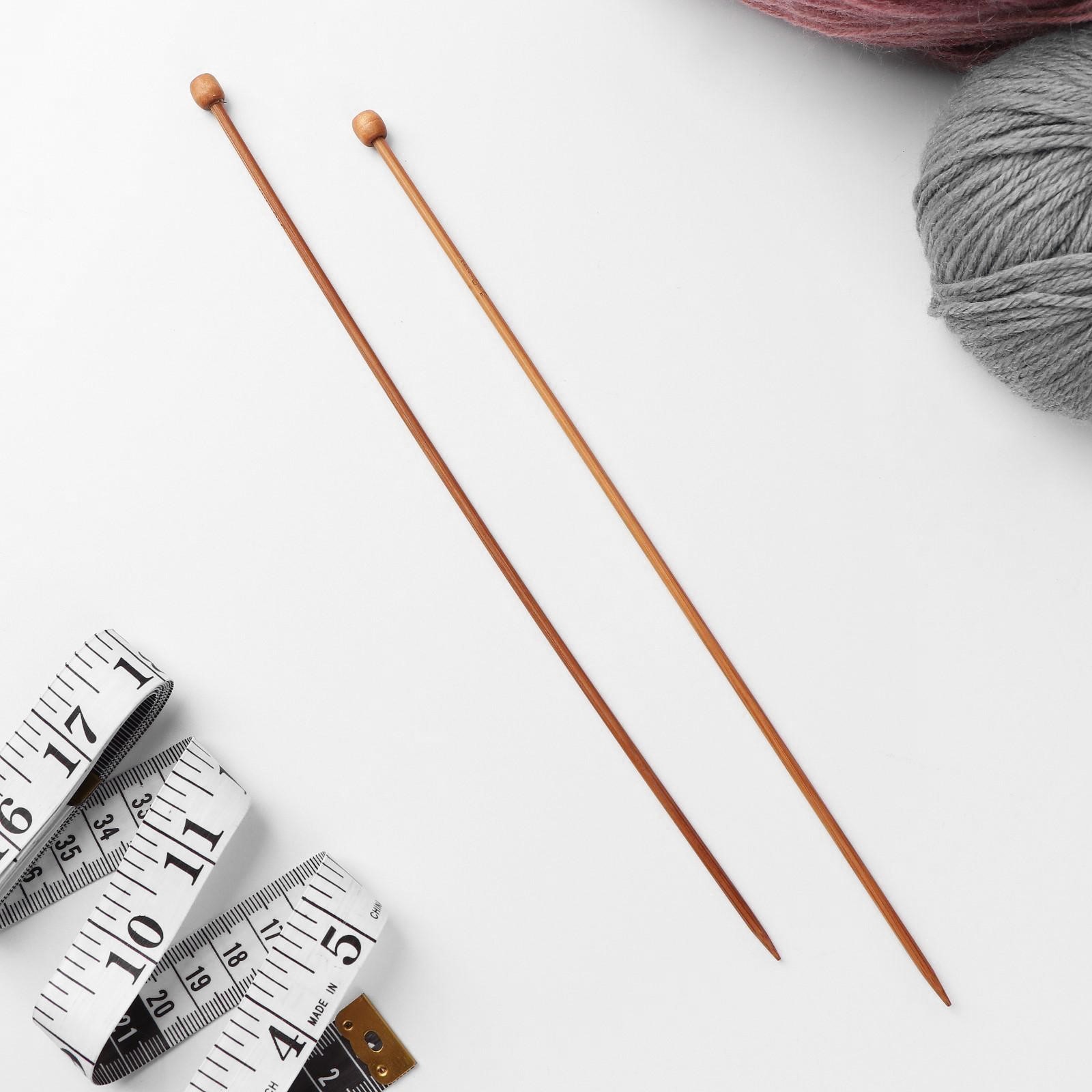 Спицы для вязания, прямые, бамбук, 25 см