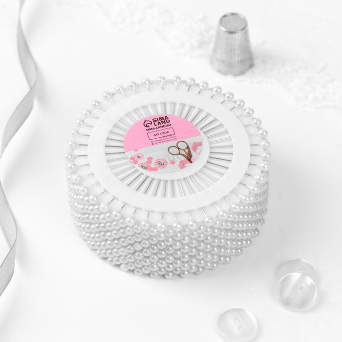 Булавки для закалывания «Ромашка», 40 игл, 38 мм, цвет белый