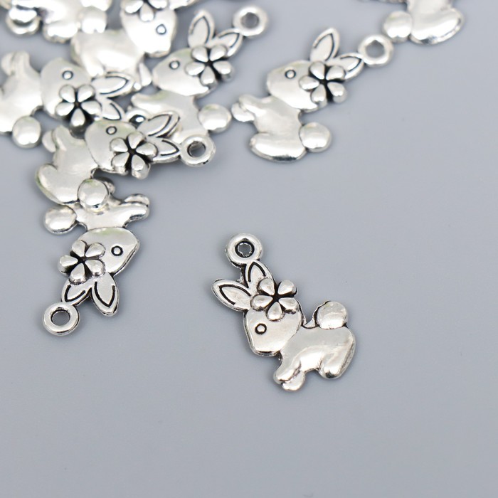 зайка с цветочком Декор для творчества металл, в ассортименте