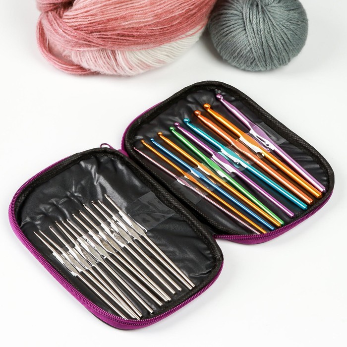 Набор крючков для вязания, d = 0,6-6,5 мм, 22 шт, цвет МИКС